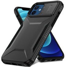 For iPhone 12/12 Pro Case Rugged Side Grip Sliding Lens Cover + Tempered Glass