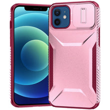 For iPhone 12/12 Pro Case Rugged Side Grip Sliding Lens Cover + Tempered Glass