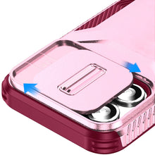 For iPhone 12/12 Pro Case Rugged Side Grip Sliding Lens Cover + Tempered Glass