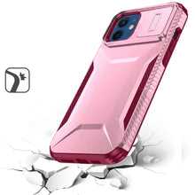 For iPhone 12/12 Pro Case Rugged Side Grip Sliding Lens Cover + Tempered Glass