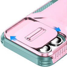 For iPhone 12/12 Pro Case Rugged Side Grip Sliding Lens Cover + Tempered Glass