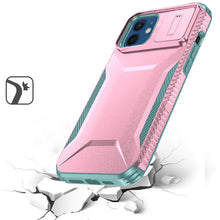 For iPhone 12/12 Pro Case Rugged Side Grip Sliding Lens Cover + Tempered Glass