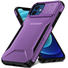 For iPhone 12/12 Pro Case Rugged Side Grip Sliding Lens Cover + Tempered Glass