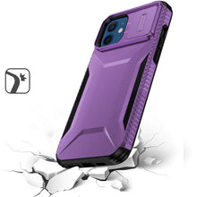 For iPhone 12/12 Pro Case Rugged Side Grip Sliding Lens Cover + Tempered Glass