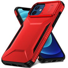 For iPhone 12/12 Pro Case Rugged Side Grip Sliding Lens Cover + Tempered Glass