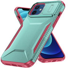 For iPhone 12/12 Pro Case Rugged Side Grip Sliding Lens Cover + Tempered Glass