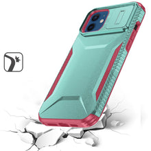 For iPhone 12/12 Pro Case Rugged Side Grip Sliding Lens Cover + Tempered Glass
