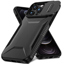 For iPhone 12 Pro Max Case Rugged Side Grip Sliding Lens Cover + Tempered Glass