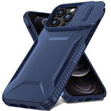 For iPhone 12 Pro Max Case Rugged Side Grip Sliding Lens Cover + Tempered Glass