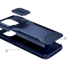 For iPhone 12 Pro Max Case Rugged Side Grip Sliding Lens Cover + Tempered Glass