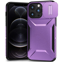 For iPhone 12 Pro Max Case Rugged Side Grip Sliding Lens Cover + Tempered Glass