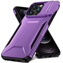 For iPhone 12 Pro Max Case Rugged Side Grip Sliding Lens Cover + Tempered Glass