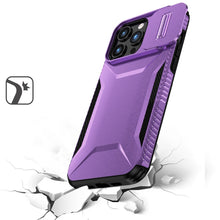 For iPhone 12 Pro Max Case Rugged Side Grip Sliding Lens Cover + Tempered Glass