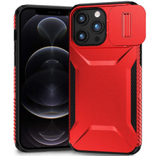 For iPhone 12 Pro Max Case Rugged Side Grip Sliding Lens Cover + Tempered Glass