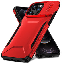 For iPhone 12 Pro Max Case Rugged Side Grip Sliding Lens Cover + Tempered Glass