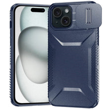For iPhone 15 Case Rugged Side Grip Sliding Rear Lens Cover + 2 Tempered Glass
