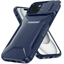 For iPhone 15 Case Rugged Side Grip Sliding Rear Lens Cover + 2 Tempered Glass