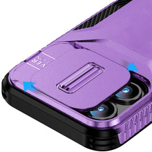 For iPhone 15 Case Rugged Side Grip Sliding Rear Lens Cover + 2 Tempered Glass