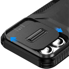 For iPhone 16 6.1inch Case Rugged Side Grip Sliding Lens Cover + Tempered Glass