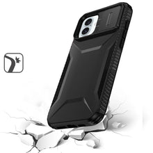 For iPhone 16 6.1inch Case Rugged Side Grip Sliding Lens Cover + Tempered Glass
