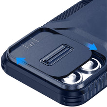 For iPhone 16 6.1inch Case Rugged Side Grip Sliding Lens Cover + Tempered Glass