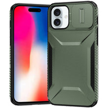 For iPhone 16 6.1inch Case Rugged Side Grip Sliding Lens Cover + Tempered Glass