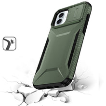 For iPhone 16 6.1inch Case Rugged Side Grip Sliding Lens Cover + Tempered Glass