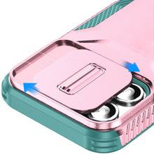 For iPhone 16 6.1inch Case Rugged Side Grip Sliding Lens Cover + Tempered Glass
