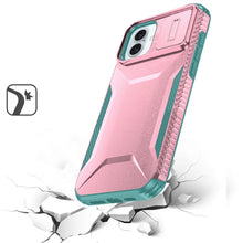 For iPhone 16 6.1inch Case Rugged Side Grip Sliding Lens Cover + Tempered Glass