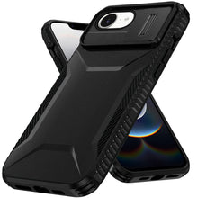 For iPhone 16e Case Rugged Side Grip Sliding Rear Lens Cover + Tempered Glass