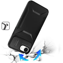 For iPhone 16e Case Rugged Side Grip Sliding Rear Lens Cover + Tempered Glass