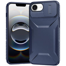 For iPhone 16e Case Rugged Side Grip Sliding Rear Lens Cover + Tempered Glass