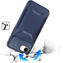 For iPhone 16e Case Rugged Side Grip Sliding Rear Lens Cover + Tempered Glass