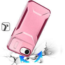 For iPhone 16e Case Rugged Side Grip Sliding Rear Lens Cover + Tempered Glass