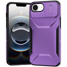 For iPhone 16e Case Rugged Side Grip Sliding Rear Lens Cover + Tempered Glass