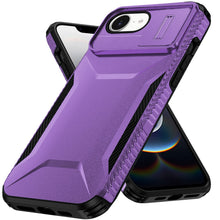 For iPhone 16e Case Rugged Side Grip Sliding Rear Lens Cover + Tempered Glass