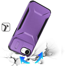 For iPhone 16e Case Rugged Side Grip Sliding Rear Lens Cover + Tempered Glass