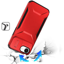 For iPhone 16e Case Rugged Side Grip Sliding Rear Lens Cover + Tempered Glass