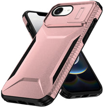 For iPhone 16e Case Rugged Side Grip Sliding Rear Lens Cover + Tempered Glass