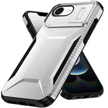 For iPhone 16e Case Rugged Side Grip Sliding Rear Lens Cover + Tempered Glass