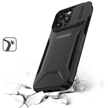 For iPhone 16 Pro 6.3in Case Rugged Side Grip Sliding Lens Cover +Tempered Glass