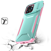 For iPhone 16 Pro 6.3in Case Rugged Side Grip Sliding Lens Cover +Tempered Glass