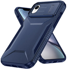 For iPhone XR Case Rugged Side Grip Sliding Camera Lens Cover + Tempered Glass