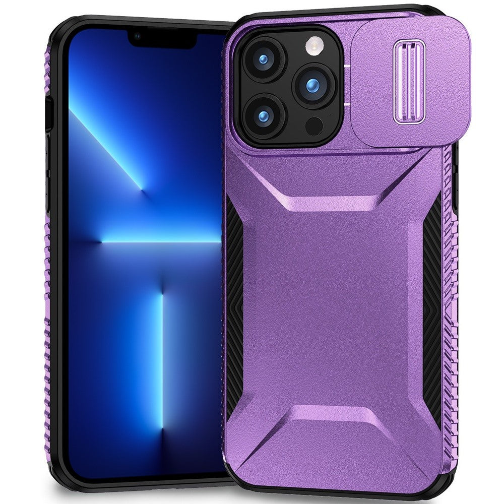 For iPhone 13 Pro Max 6.7 inch Case Rugged Side Grip Sliding Camera Lens Cover