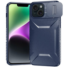 For iPhone 13/14 Case Rugged Side Grip Sliding Rear Lens Cover + Tempered Glass