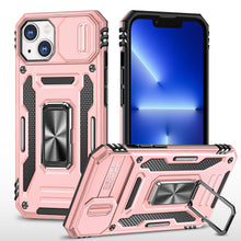For iPhone XR Case Sliding Camera Lens with Metal Ring Stand + Tempered Glass