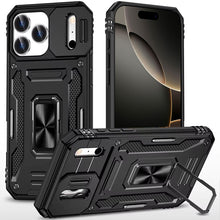 For iPhone 17 Pro Max Case Sliding Lens with Magnetic Ring Stand +Tempered Glass