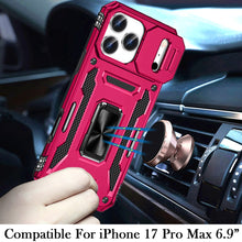 For iPhone 17 Pro Max Case Sliding Lens with Magnetic Ring Stand +Tempered Glass