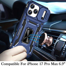 For iPhone 17 Pro Max Case Sliding Lens with Magnetic Ring Stand +Tempered Glass