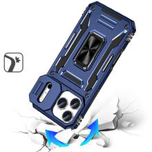 For iPhone 17 PRO Case Sliding Lens Cover with Metal Ring Stand + Tempered Glass